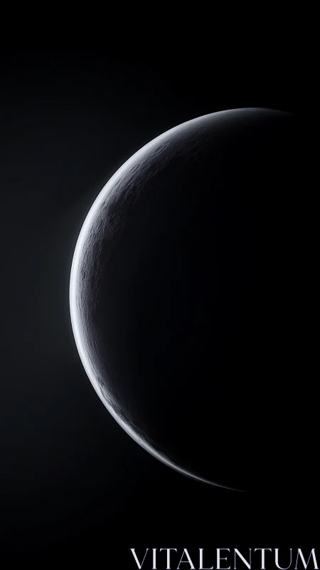 Crescent planetary terminator in minimal orbital composition.