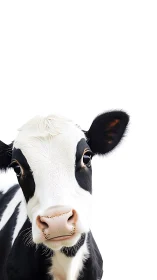 Curious black and white cow gazes forward in soft light
