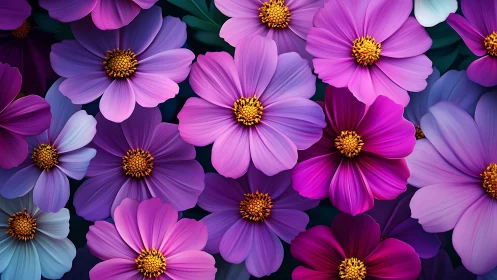 Cosmos Garden: Magenta Petals Dance in Electric Bloom.