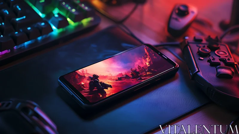 Gaming Workstation: Chromatic RGB Peripherals and Apocalyptic Mobile Display.