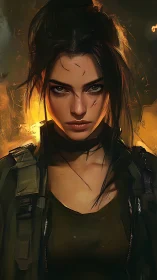 Fierce survivor stands strong against the rising firelight