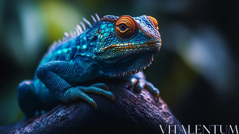 Blue reptile rendered with detailed macro-style lighting effects