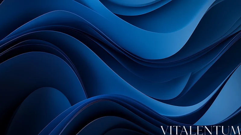 Layered blue curved planes form overlapping abstract waves