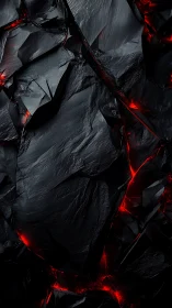 Cracked black rock surface exposes glowing red fissures