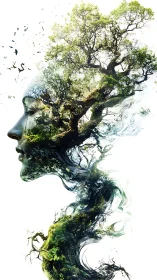 Whispering forest spirit gently blends mind, roots, and sky