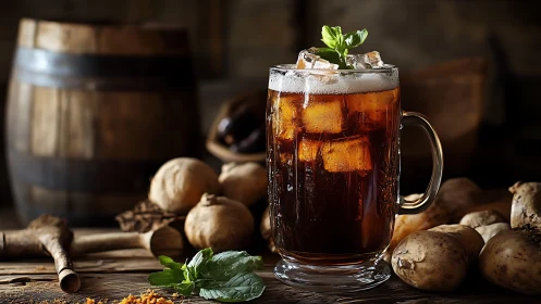 A refreshing iced cola drink awaits with natural botanicals
