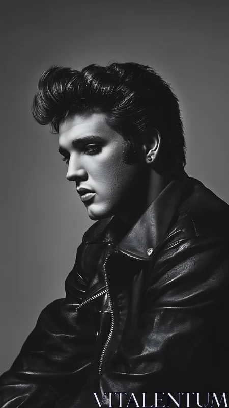 Male subject in black leather jacket lit by strong side light