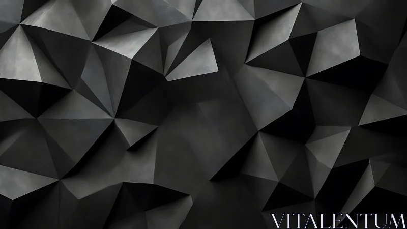 Dark geometric low-poly surface creates sculpted depth and shadow.