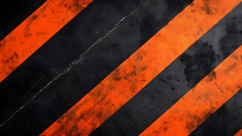 Diagonal Black and Orange Hazard Stripes Textured Background.