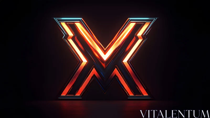 Futuristic glowing letter X with neon orange lighting effect.