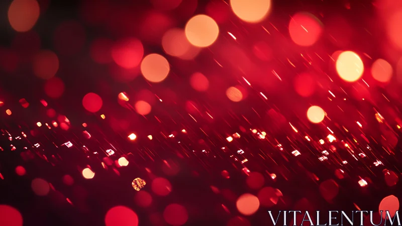 Abstract red bokeh lights with glowing streaks, digital art style.