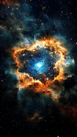 Celestial ember ring guarding a newborn starstorm heart.