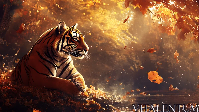 Autumnal tiger under volumetric foliage illumination field.