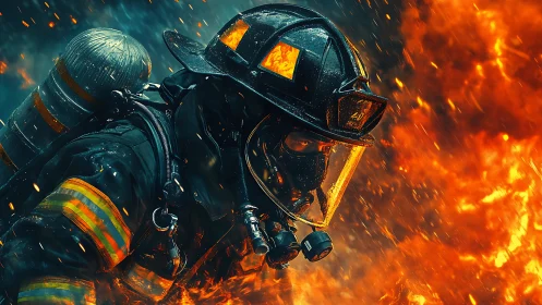 Firefighters operating in intense fire environment with high heat exposure