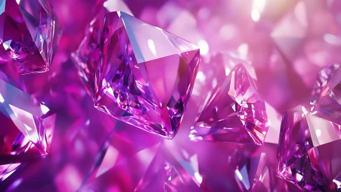 Pink crystals scatter radiant light across glossy field.