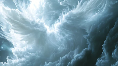 Soaring cloud spirit unfolding gentle wings of light.