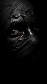 Silent gaze emerging gently from deep shadowed darkness.