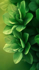 Macro botanical rosette leaves with luminous green gradients.