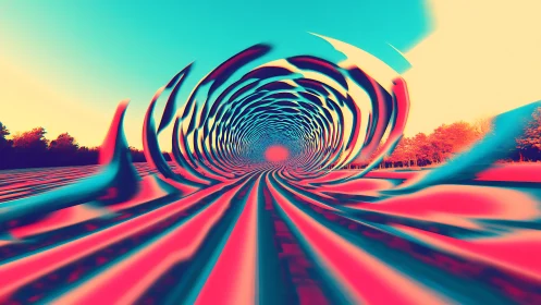 Vibrant tunnel of motion welcomes a dreamy, neon journey