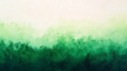 Emerald green abstract mist blending into white horizon.