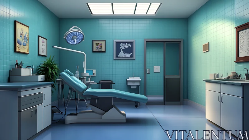 Turquoise dental sanctuary bathed in spotless clinical calm.