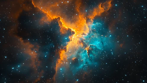 Bicolor nebula composition with luminous core contrast design.