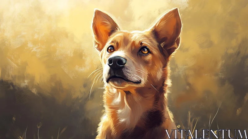 High-detail canine portrait with directional warm rim lighting