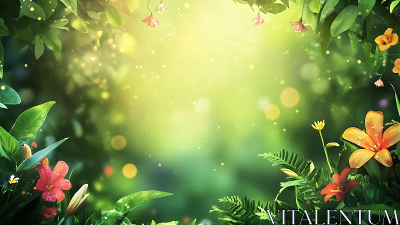 Sunlit jungle window where secret garden colors hum softly.