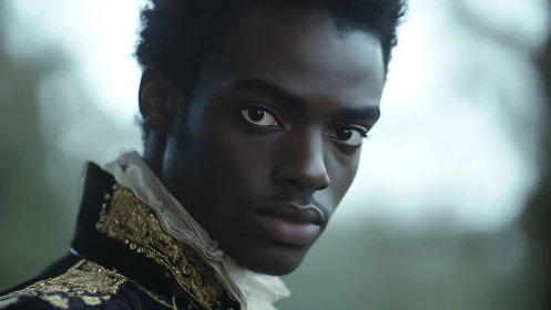 Gentle portrait of a young noble soul in ornate finery.