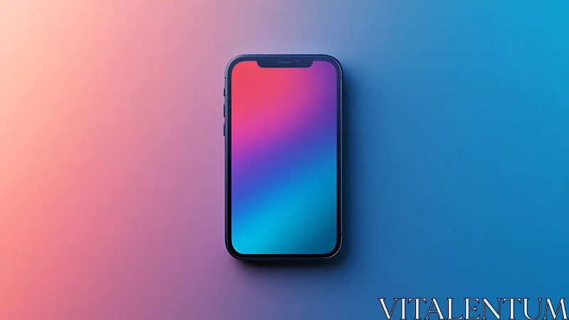 Modern Smartphone with Gradient Display Against Ambient Backdrop