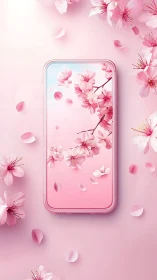 Soft pink smartphone with dreamy cherry blossom petals.