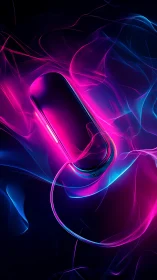 Glowing neon computer mouse wrapped in electric color waves.