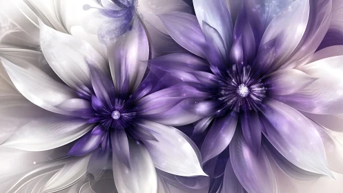 Twin Cosmic Blossoms Dance in Purple Luminescence