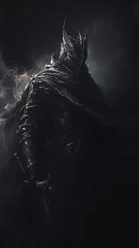 Shadow knight emerges from void with obsidian armor