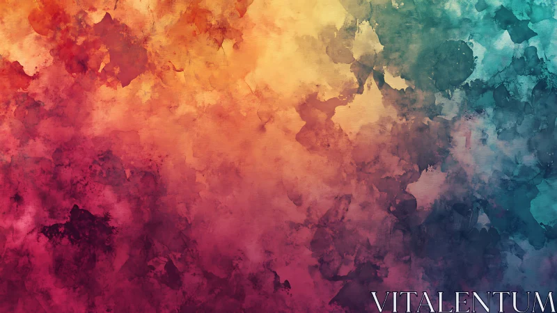 Multicolor watercolor gradient wash with textured pigment diffusion