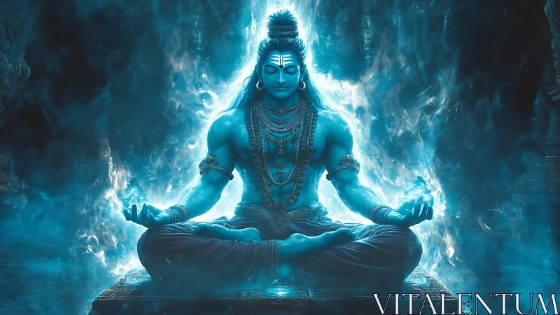 Azure cosmic yogi crowned in flame bright stillness.