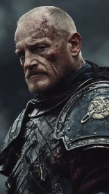 Scarred war captain studies the storm beyond the battlefield