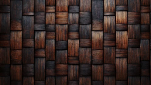 Dark woven wooden panel texture with rich brown tones.