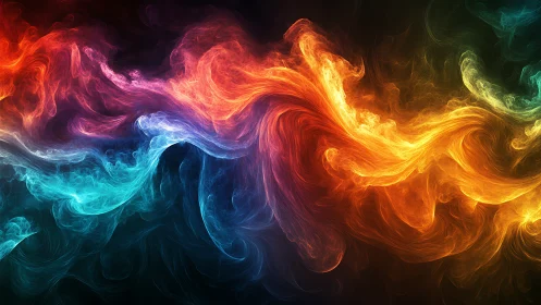 Glowing ribbons of color drift like swirling cosmic fire