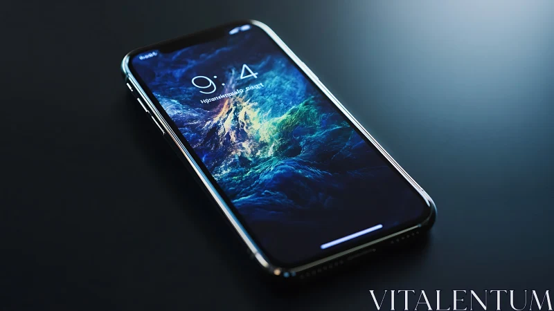 Modern Smartphone Lock Screen: Blue Earth Wallpaper Digital Display.