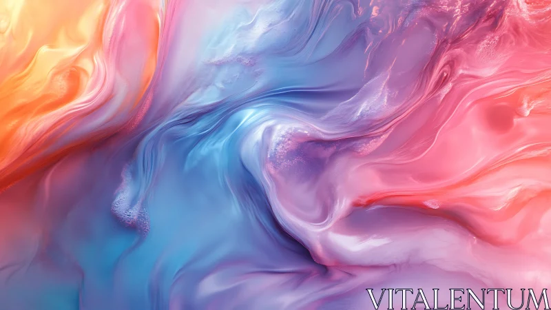 Iridescent fluid gradient with swirling pastel pigment flows
