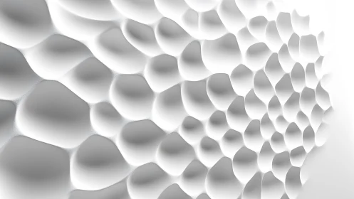 Abstract white organic 3D wall texture with soft lighting effects.