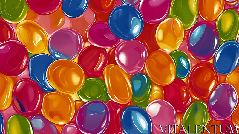 Vibrant Glossy Spheres in Rainbow Color Array.