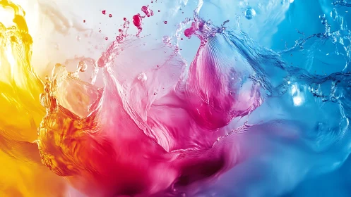 Colorful liquid waves collide in a vivid abstract splash