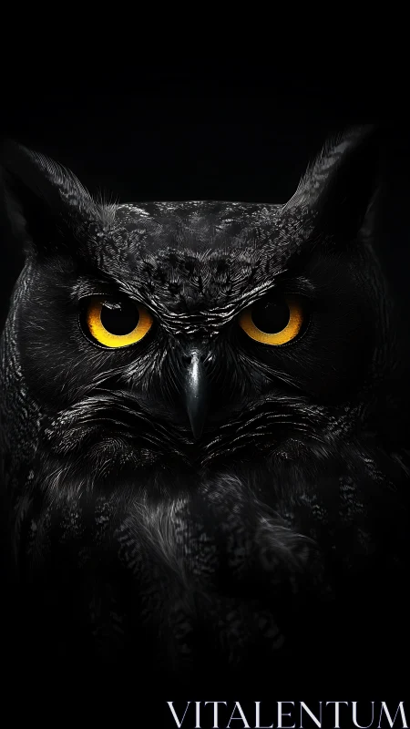 Midnight sentinel studies the dark with molten gold eyes