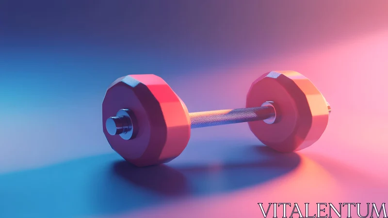 Vibrant dumbbell in neon lighting, modern fitness concept photo.