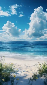 Sunlit dunes whisper toward a tranquil turquoise horizon