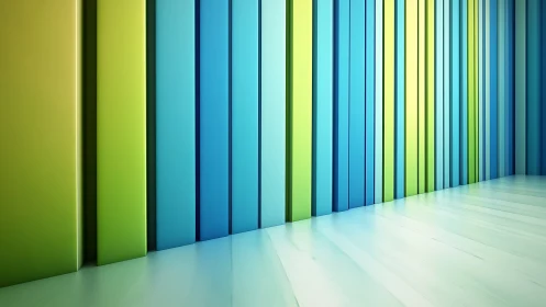Vertical gradient panels form a minimal chromatic interior wall
