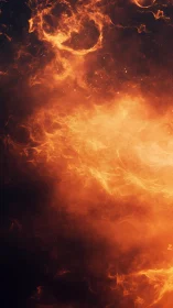 Turbulent Plasma Vortex: Orange-Red Energy Dynamics.