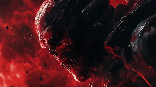 Infernal warlord emerges from molten scarlet oblivion.